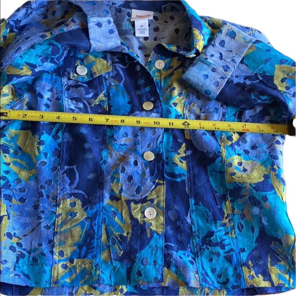 Ruby Rd Blue and Green Collared Top - Picture 10 of 11